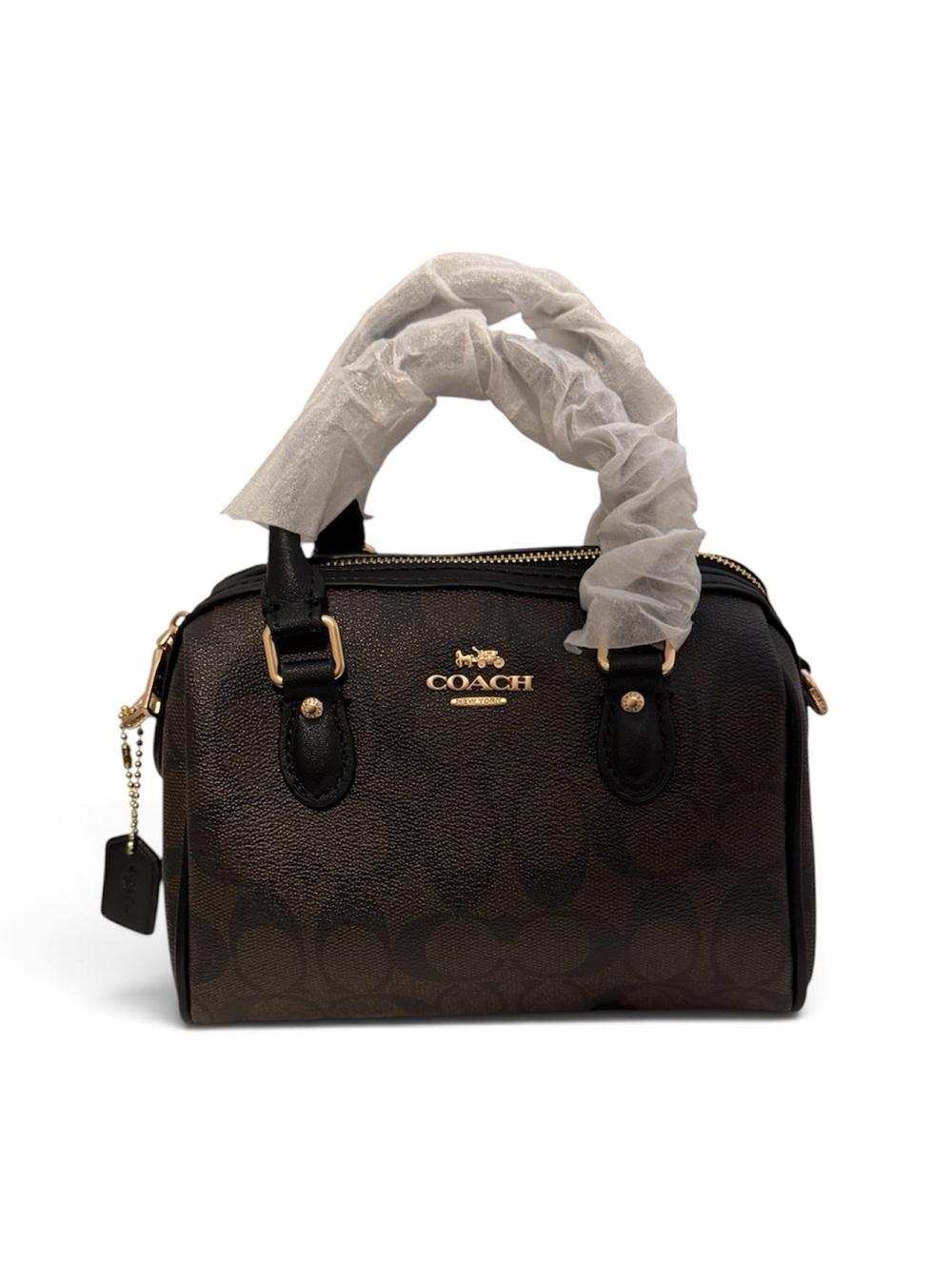 COACH Brown Signature Mini Rowan with Gold Hardware